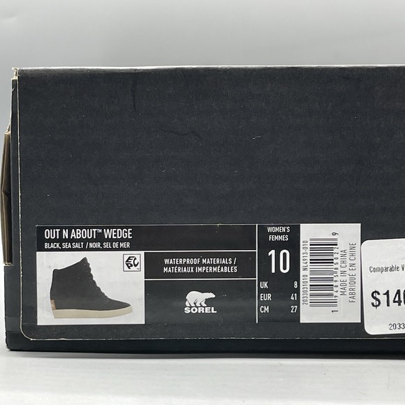 Sorel Women's 10 Boots Hidden Wedge Suede Black Waterproof Out N About - Picture 7 of 12